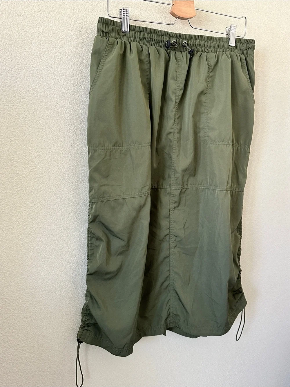Wild Fable Army Green Drawcord Midi Skirt Size L